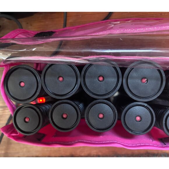Revlon Tormaline/Ionic Hot Rollers 12 Curlers Pink Storage Pouch Travel No Clips - Picture 8 of 8